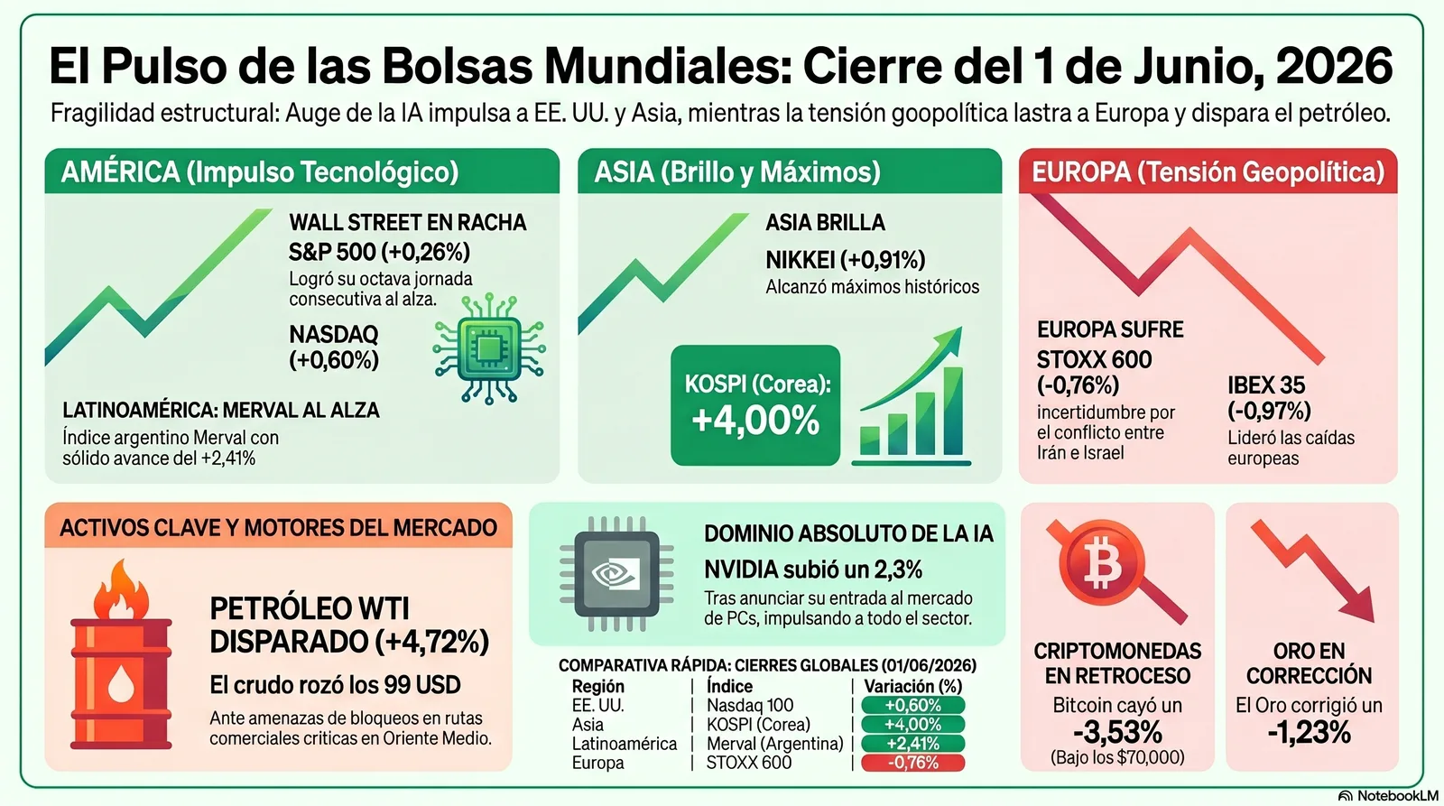 Cierre de Mercados – 01 junio 2026. NVDA contra el bloqueo de rutas marítimas