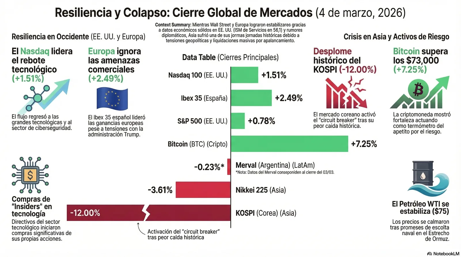 Cierre de Mercados – 04 marzo 2026