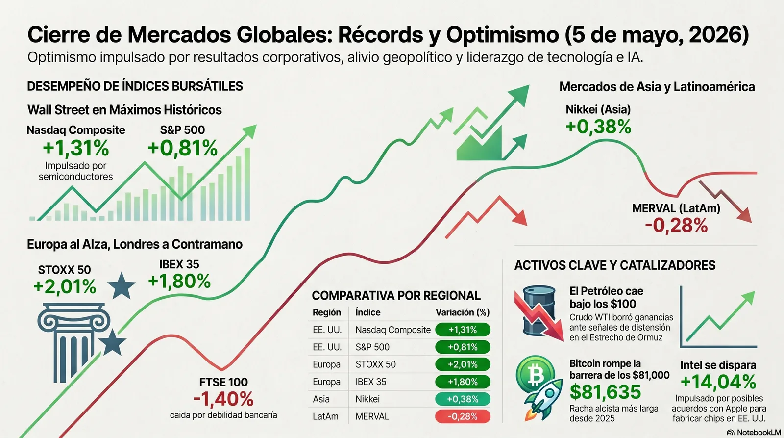 Cierre de Mercados – 05 mayo 2026. Wall Street ignora la guerra por IA
