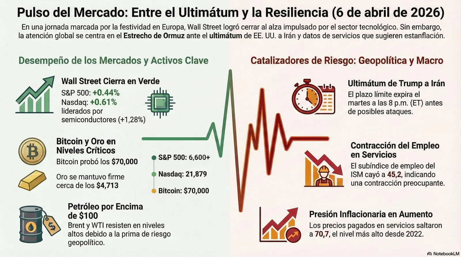 Cierre de Mercados – 06 abril 2026. Wall Street ignora el ultimátum iraní