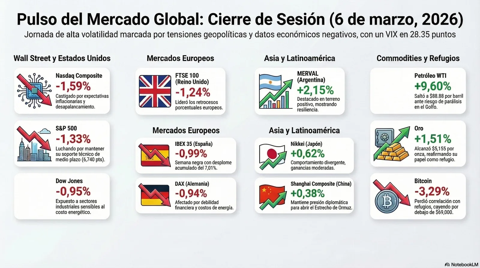 Cierre de Mercados – 06 marzo 2026