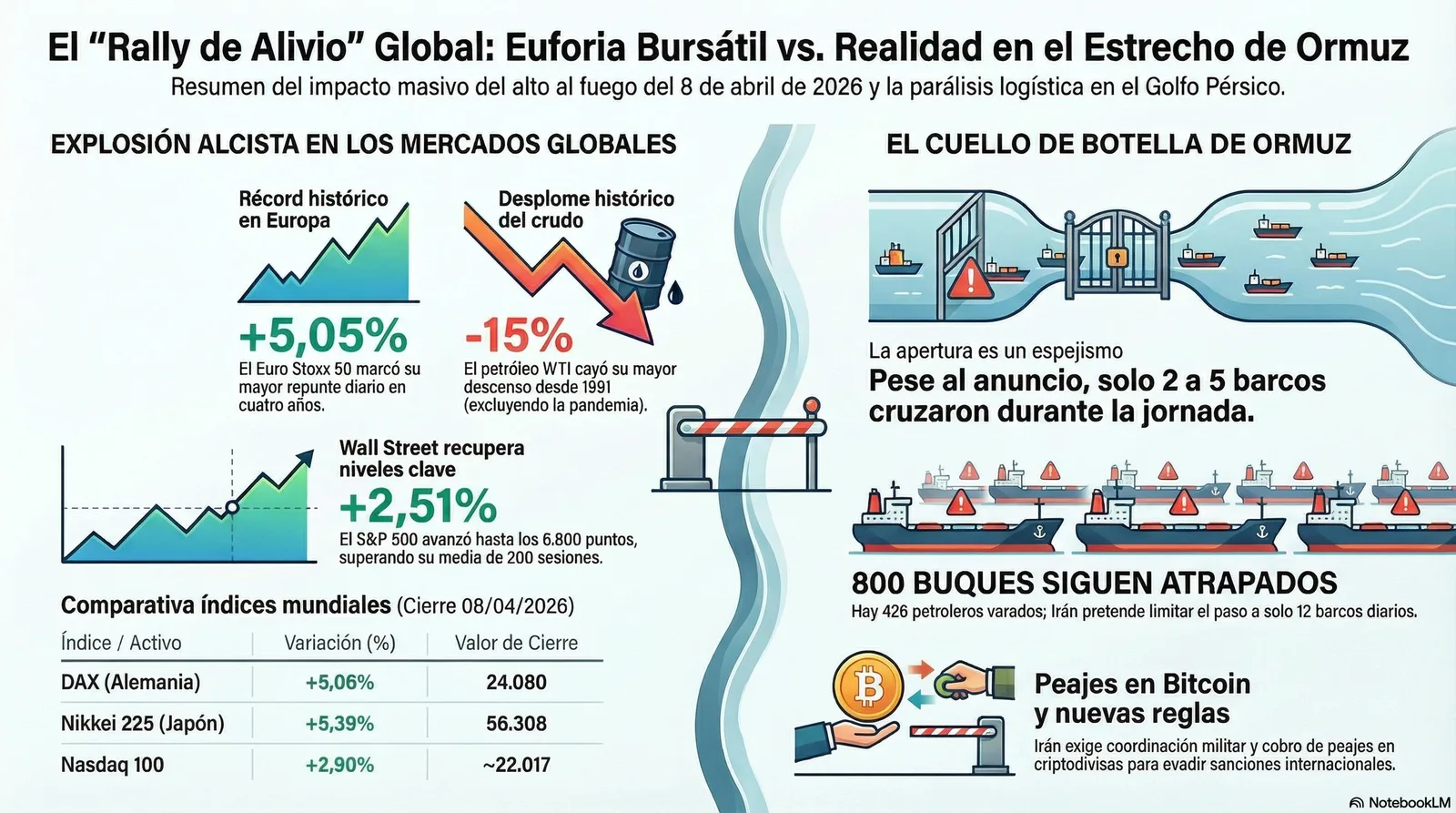 Cierre de Mercados – 08 abril 2026. El “Rally de Alivio” Global