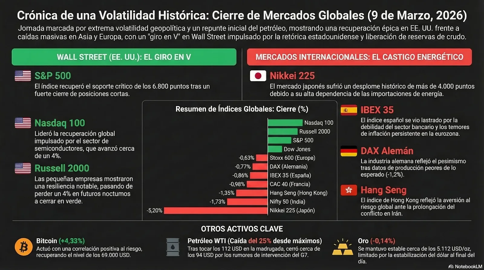 Cierre de Mercados – 09 marzo 2026