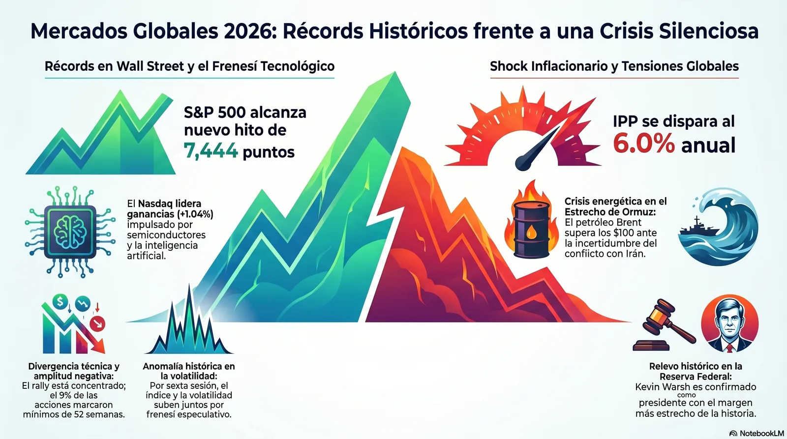 Cierre de Mercados – 13 mayo 2026. Wall Street brilla, mientras la economía agoniza