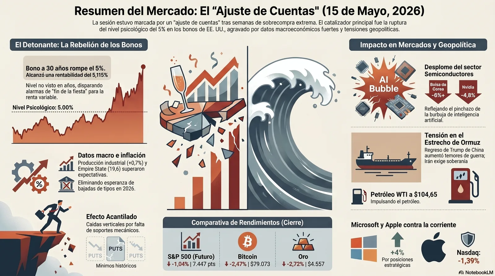 Cierre de Mercados – 15 de mayo de 2026. El ajuste en la renta fija
