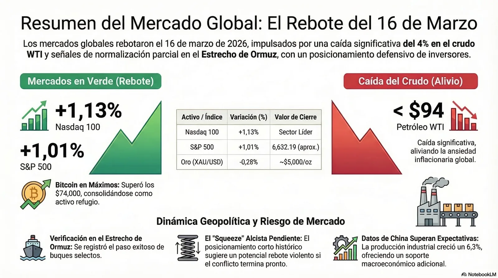 Cierre de Mercados – 16 marzo 2026