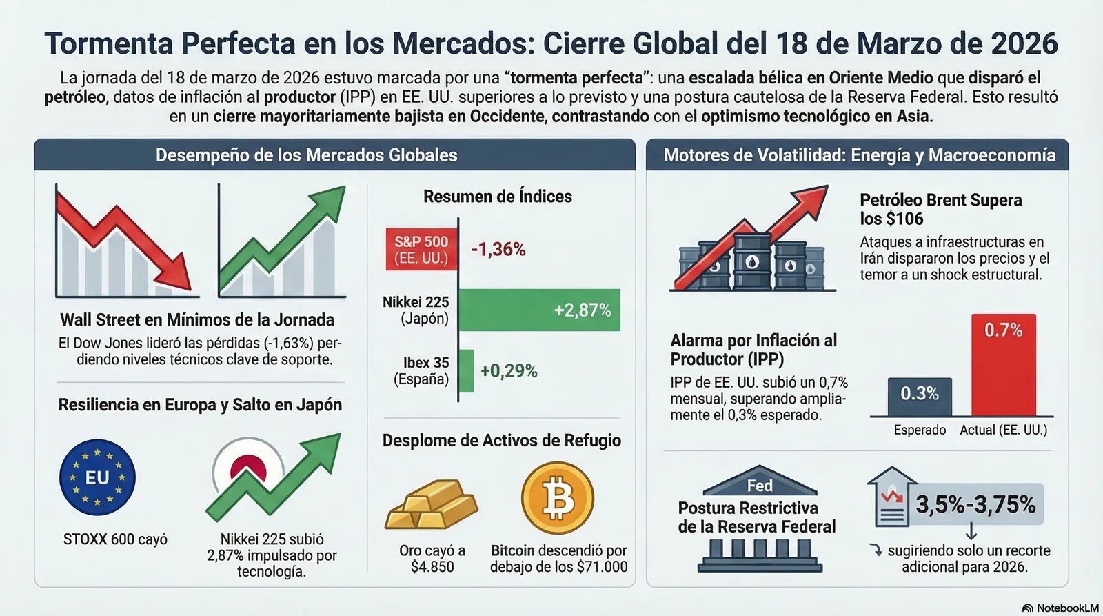 Cierre de Mercados – 18 marzo 2026