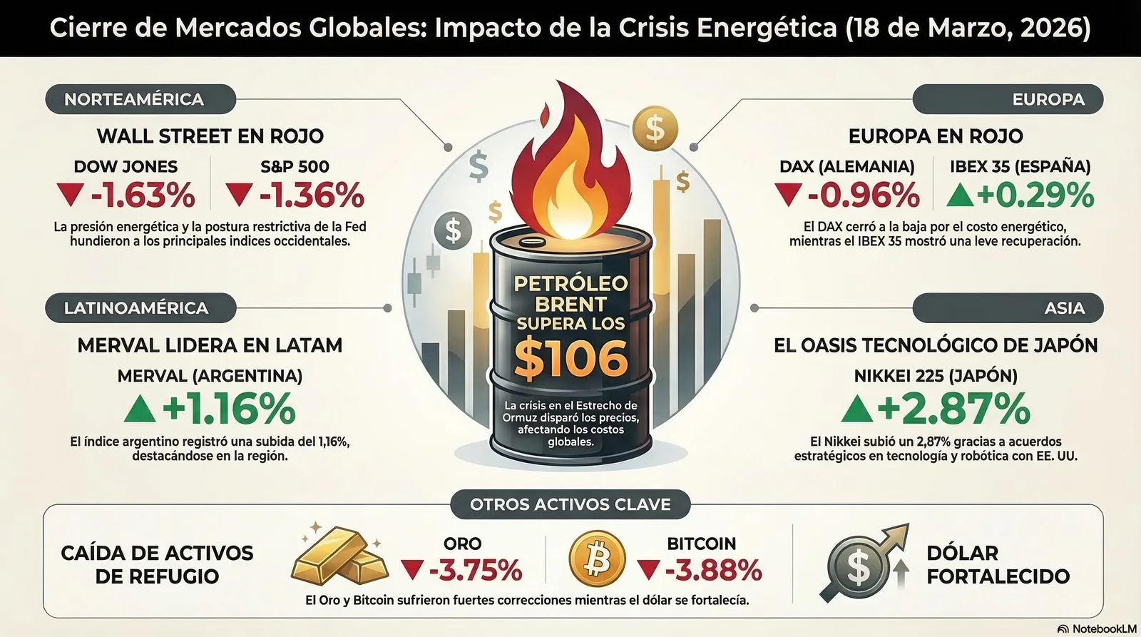Cierre de Mercados – 18 marzo 2026