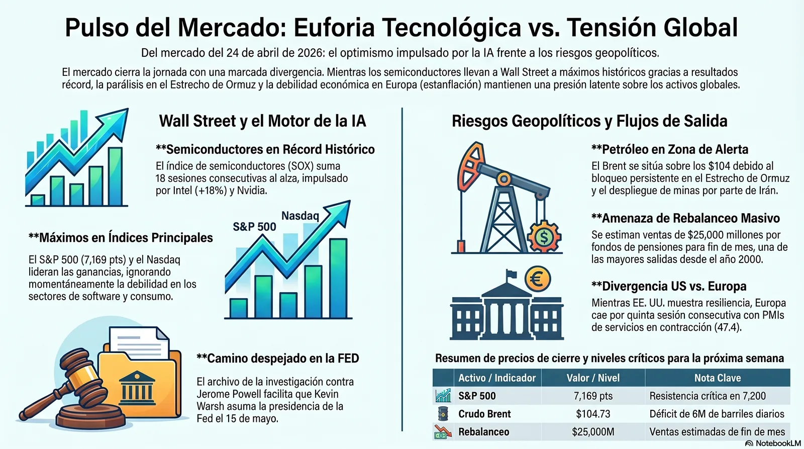 Cierre de Mercados – 24 abril 2026. Un Mercado de Dos Velocidades