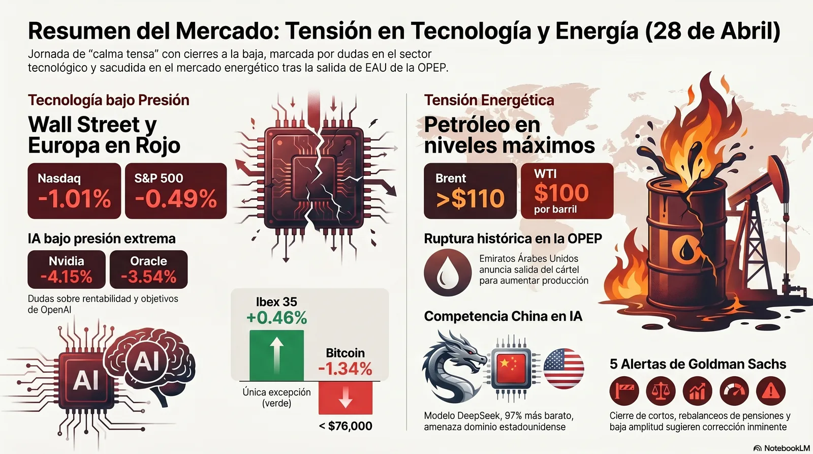 Cierre de Mercados – 27 abril 2026. Cautela y toma de beneficios ante una semana crítica