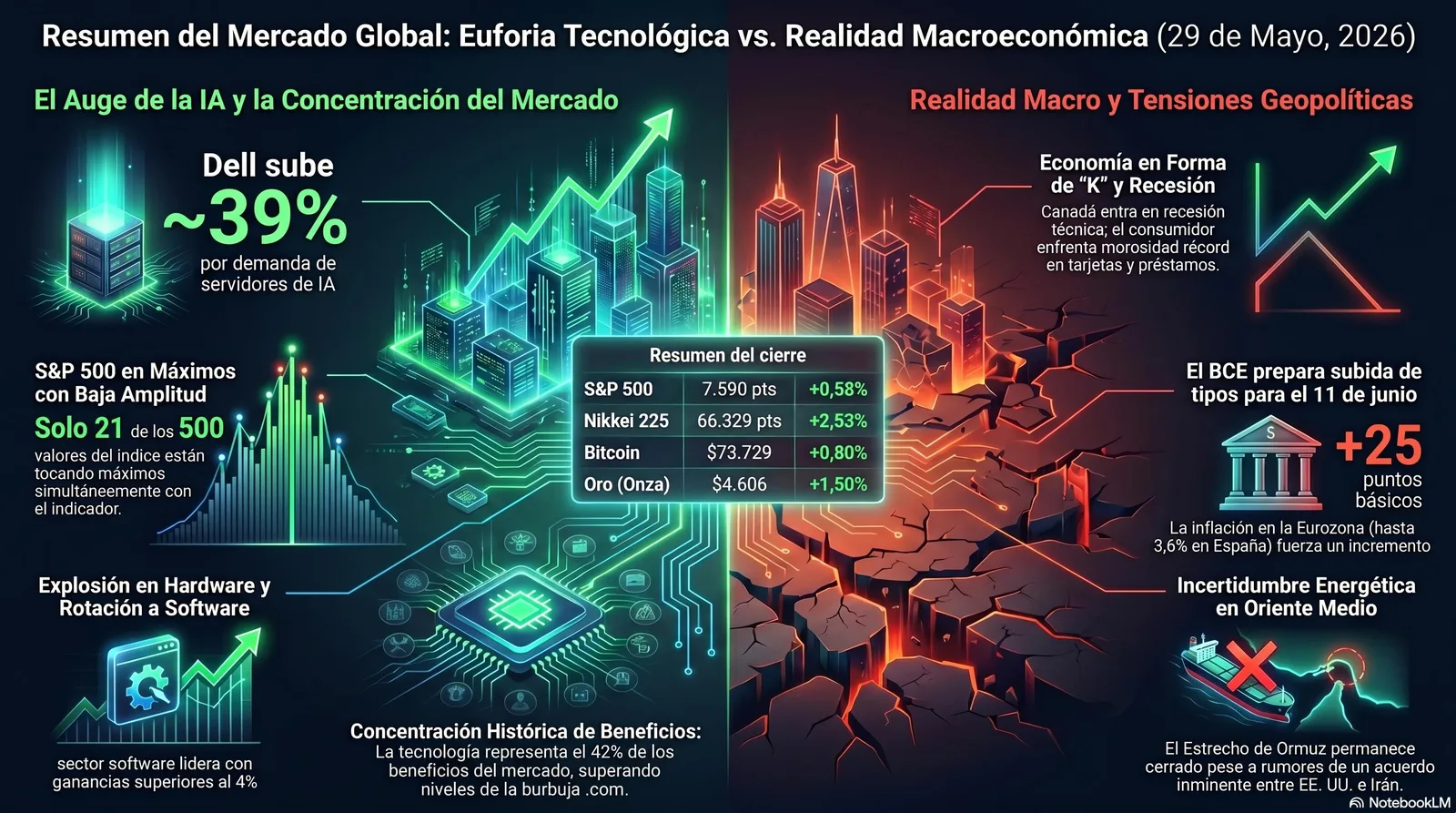 Cierre de Mercados – 29 de mayo de 2026. Euforia Tecnológicas frente a una realidad macroeconómica compleja