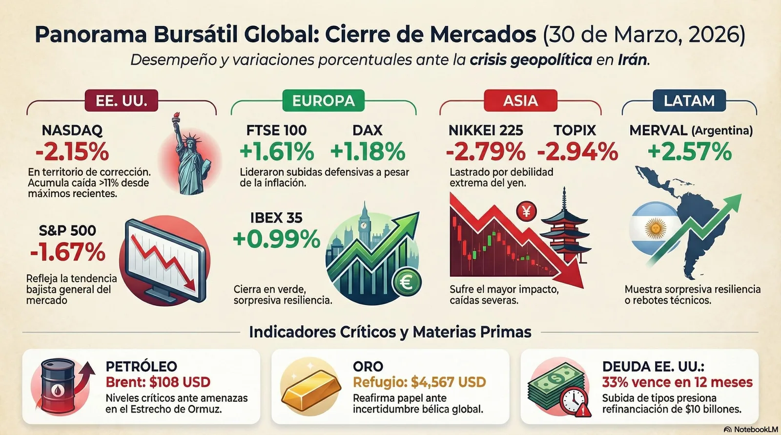 Cierre de Mercados – 30 marzo 2026