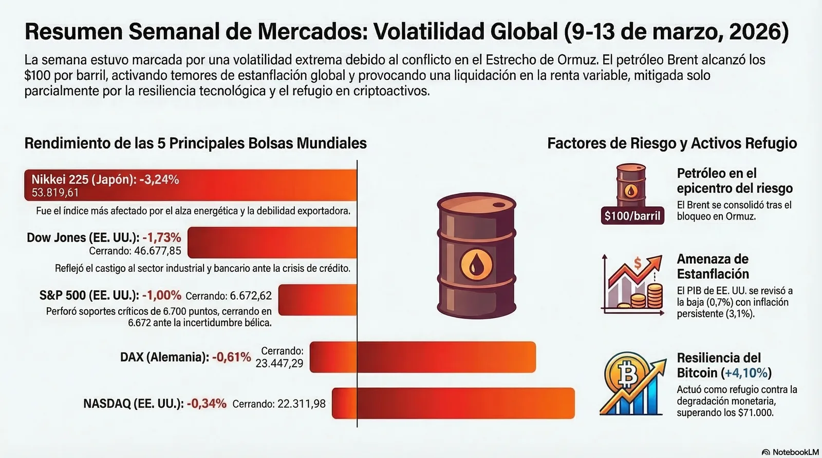Resumen Semanal del Mercado (02/03/2026 al 06/03/2026). Geopolítica y Riesgos de Estanflación en el Centro de la Escena