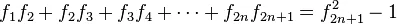 f_1f_2+f_2f_3+f_3f_4+\cdots+f_{2n}f_{2n+1}=f_{2n+1}^2-1